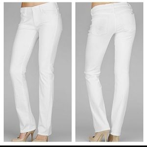 7 for all Mankind Straight Leg Jeans Classic white; Rise is 7 inches.